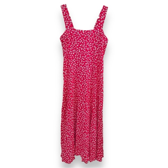 Vince Camuto - Women's Red Floral-print Paneled Smocked-back Challis Tank Dress - Picture 6 of 16